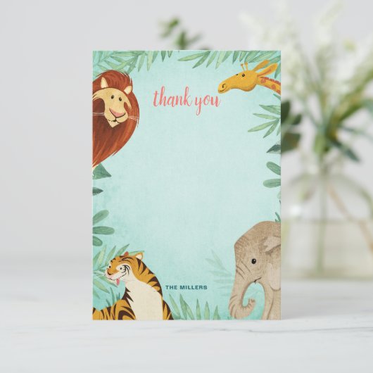 Safari Animals African Toddler Boy Birthday Party Bedankkaart (Staand voorkant)