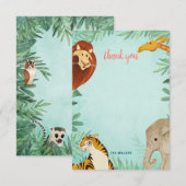 Safari Animals African Toddler Boy Birthday Party Bedankkaart (Voorkant / Achterkant)