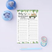 Safari Animals Baby ABC Baby shower Game Kaart (Enkel)