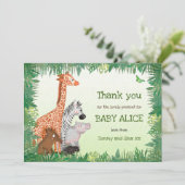 Safari animals baby bedankt je kaart (Staand voorkant)