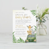 Safari Animals Baby Boy drive by Baby shower Kaart (Staand voorkant)