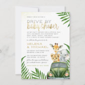 Safari Animals Baby Boy drive by Baby shower Kaart (Voorkant)