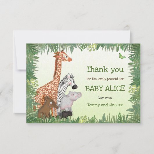 Safari animals baby dank you card (small) kaart (Voorkant)