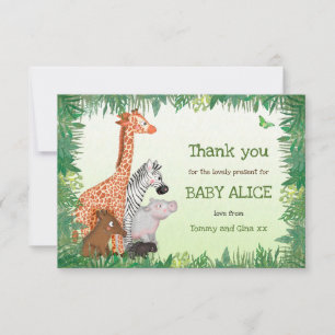 Safari animals baby dank you card (small) kaart