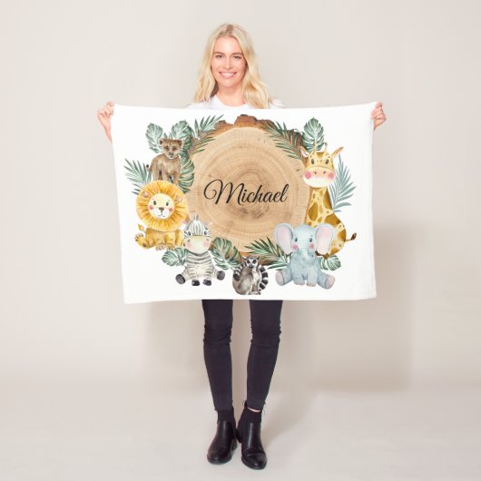Safari Animals Baby Fleece Blanket (In situ)