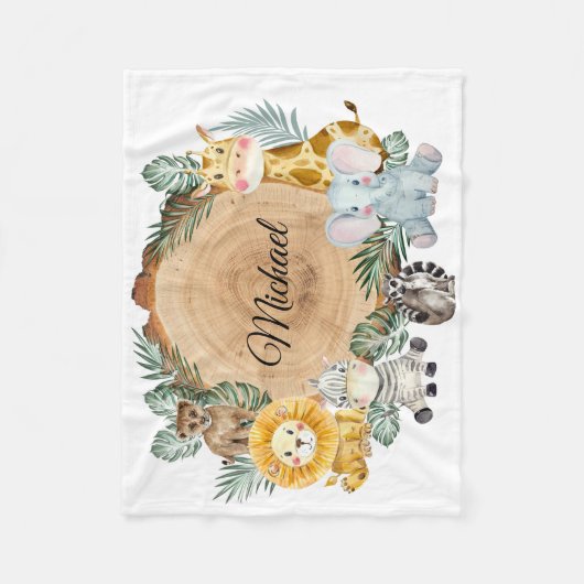 Safari Animals Baby Fleece Blanket Deken (Voorkant)