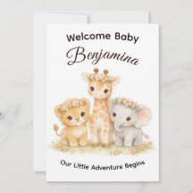 Safari Animals Baby Girl Floral Crown Shower