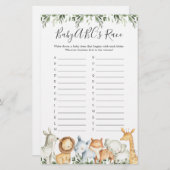 Safari Animals Baby shower ABC's Race Game (Voorkant / Achterkant)