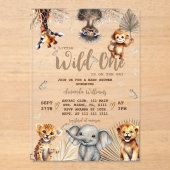 Safari Animals Baby shower Acryl Uitnodigingen (Voorkant)
