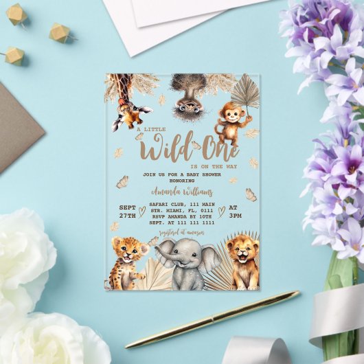 Safari Animals Baby shower Acryl Uitnodigingen (Insitu (Huwelijk))