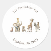 Safari Animals Baby shower Adres Envelope Seal Ronde Sticker (Voorkant)