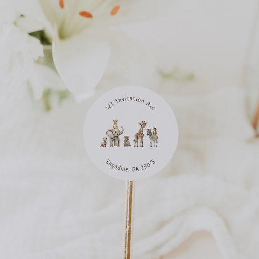 Safari Animals Baby shower Adres Envelope Seal Ronde Sticker