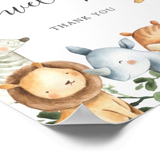 Safari Animals Baby shower Adres Envelope Sign Poster (Hoek)