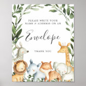 Safari Animals Baby shower Adres Envelope Sign Poster (Voorkant)