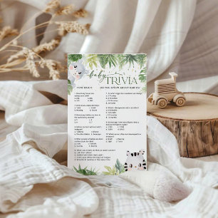 Safari Animals Baby shower Baby Trivia Game Kaart