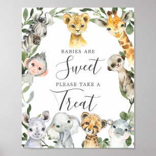 Safari Animals Baby shower Baby's zijn zoete gebar Poster
