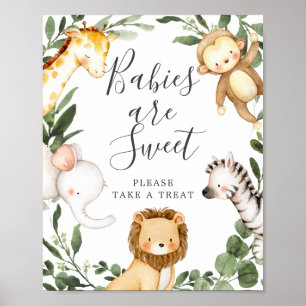 Safari Animals Baby shower Baby's zijn zoete gebar Poster