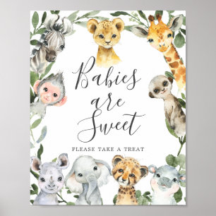 Safari Animals Baby shower Baby's zijn zoete gebar Poster