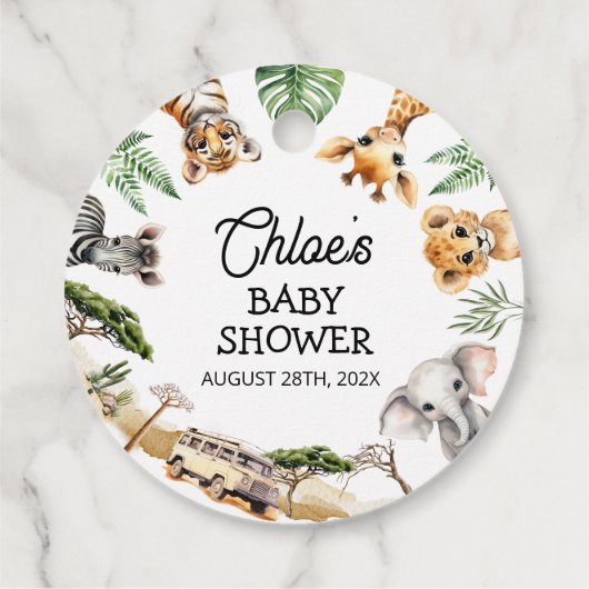 Safari Animals Baby shower Bedankjes Labels (Achterkant)