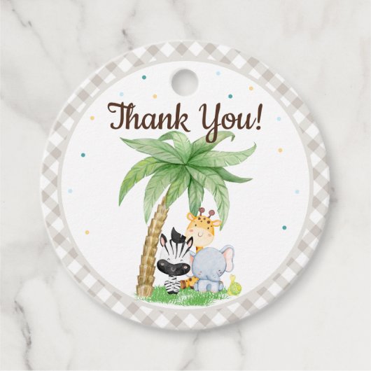 Safari Animals Baby shower Bedankjes Labels (Voorkant)