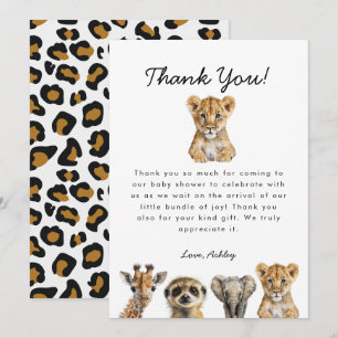 Safari Animals Baby shower Bedankkaart