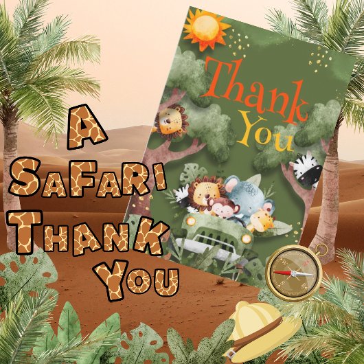 Safari Animals Baby shower Bedankkaart