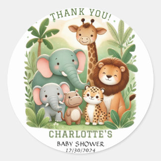 Safari Animals Baby shower Bedankt Ronde Sticker