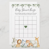 Safari Animals Baby shower Bingo Game (Voorkant / Achterkant)