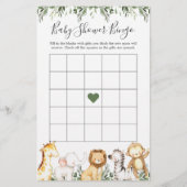 Safari Animals Baby shower Bingo Game (Voorkant)