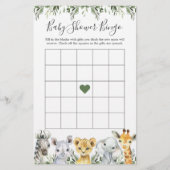 Safari Animals Baby shower Bingo Game (Voorkant)