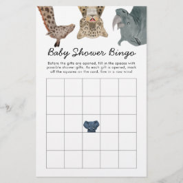 Safari Animals Baby shower Bingo Game