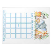 Safari Animals Baby shower Blue Bingo Sheets Notitieblok (Voorkant)