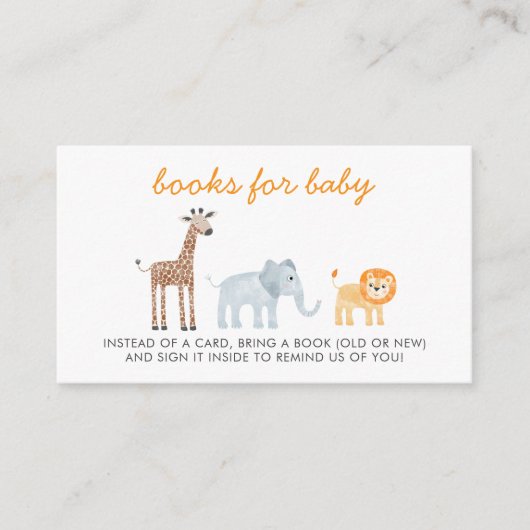 Safari Animals Baby shower Boek Aanvraag Informatiekaartje (Voorkant)