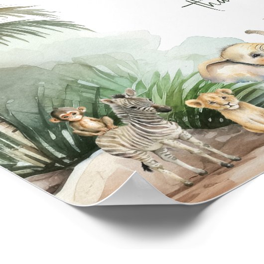 Safari Animals Baby shower boeken en geschenken te Poster (Hoek)