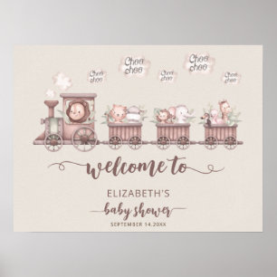 Safari Animals Baby shower Boho Welkom Poster