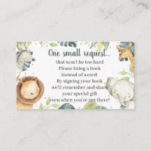 Safari Animals Baby shower Book Request Kaart