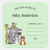 Safari Animals Baby shower Bookplate sticker (Voorkant)
