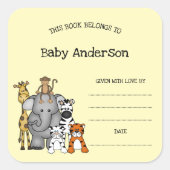Safari Animals Baby shower Bookplate sticker (Voorkant)