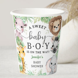 Safari Animals Baby Shower Boy Tropical Jungle Papieren Bekers
