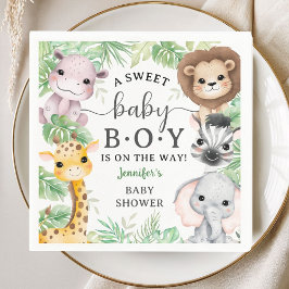 Safari Animals Baby Shower Boy Tropical Jungle Servet