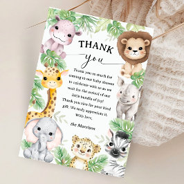 Safari Animals Baby Shower Boy Tropical Thank You Bedankkaart