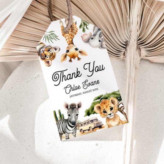 Safari Animals Baby shower Cadeaulabel