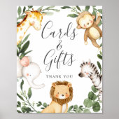 Safari Animals Baby shower Cards and Gifts Sign Poster (Voorkant)