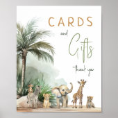 Safari Animals Baby shower Cards and Gifts Sign Poster (Voorkant)