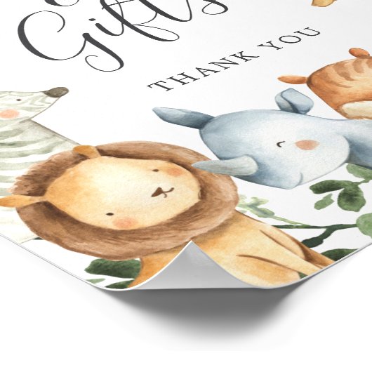 Safari Animals Baby shower Cards and Gifts Sign Poster (Hoek)