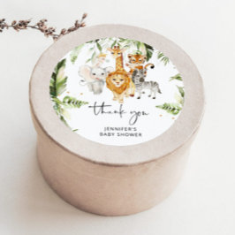 Safari animals baby shower classic round sticker