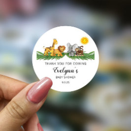 Safari Animals Baby shower Classic Round Sticker