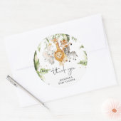 Safari animals baby shower classic round sticker (Envelop)