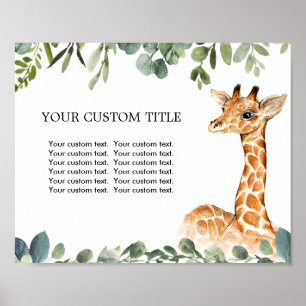 Safari animals baby shower custom sign 8"x10" poster