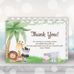 Safari Animals Baby shower Dank u wel kaarten